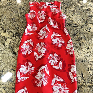 Size 8 Tommy Hilfiger Womens Dress Red White Floral Stretchy Zipper Back